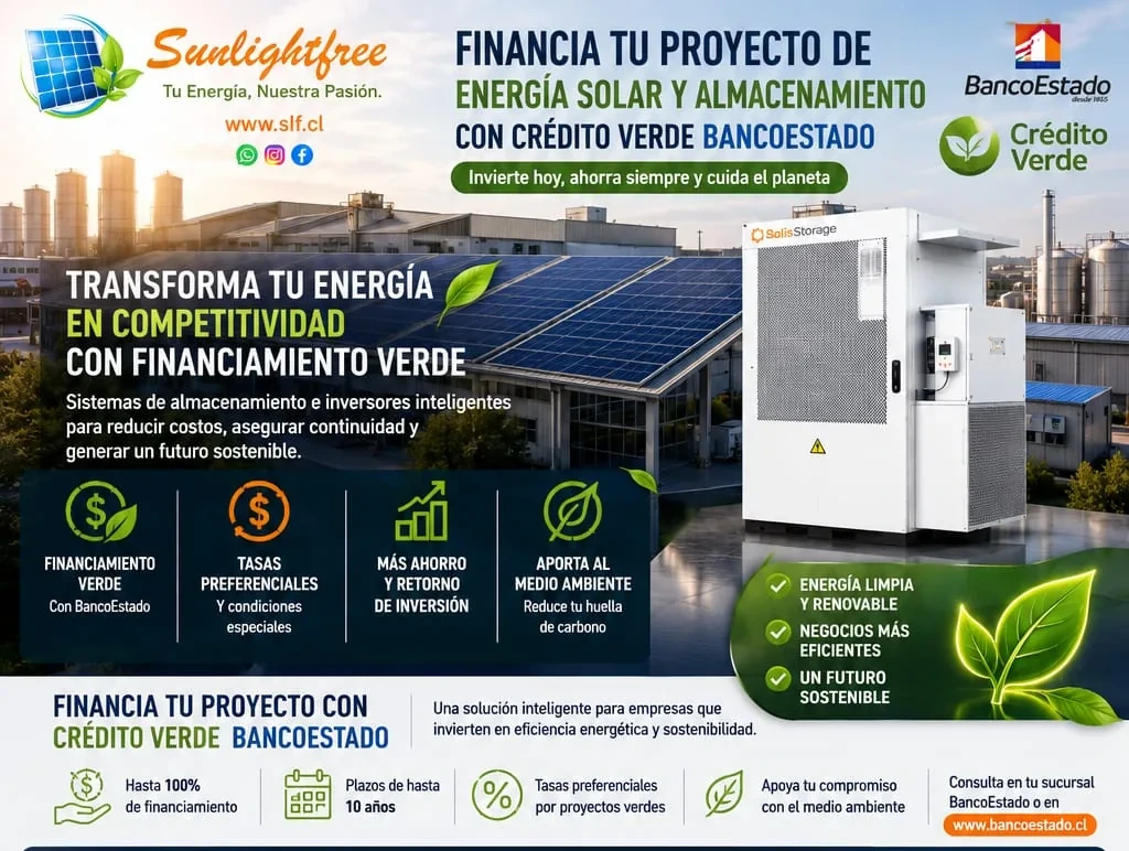 Crédito Verde BancoEstado para proyectos de energía solar y almacenamiento